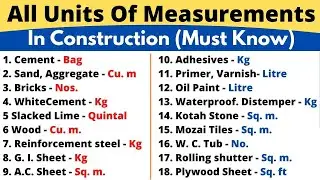 All Units of Measurement | Construction Measurement Units | Units of Measurement Civil Engineering