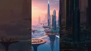 Skyscrapers Above the Clouds | Futuristic City Parallax at Sunset