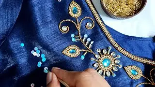 Beautiful Floral Aariwork Blouse Design with normal needle #aariwork #blouse #embroidery #latest