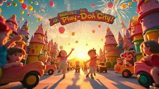 Build a Magical Play Doh City with Construction Vehicles  Fun Kids Song & Animation