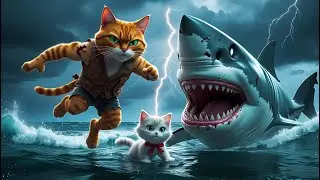 Dad Cat vs Shark 🐱🦈 | The Most Heartwarming Ocean Rescue Animation!