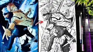 How To Draw Gojo vs Sukuna Fight Scene | Jujutsu Kaisen Drawing |Anime Drawing Step-by-Step Tutorial