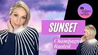 SUNSET Wig by Ellen Wille in the color Champagne Rooted, a feather light modern cut bob
