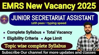 EMRS  Junior Secretariat Assistant 2025 | syllabus | EMRS JSA  syllabus |fee Emrs notification #emrs