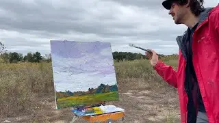 Plein Air Oil Painting Windy Fall in South Carolina