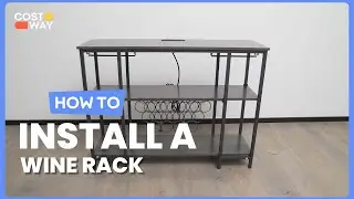 How to Install the Industrial Wine Rack Wine Bar Cabinet with Shelves | JV11142 #costway #howto
