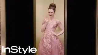 Lily Collins in the Golden Globes Elevator | InStyle