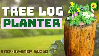 How To Build a TREE LOG PLANTER - Easy DIY ** UPDATED VIDEO LINK BELOW **