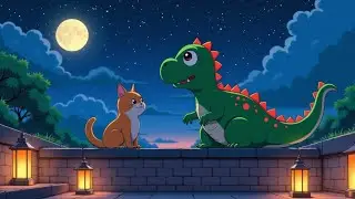 Dino & Cat Night Vibes ✨ Lofi Hip Hop Mix for Relaxing & Sleeping 😴 Cozy Moonlit Chill 🌃
