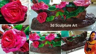 Tree branch 3D Sculpture art/Beautiful Rose branch sculpture art using clay by Ritwika/Decor idea