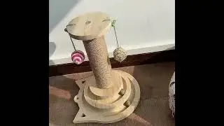 Funny Wood Cat Tower Toy Cat Scratcher Post