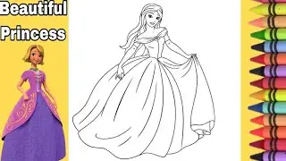 Adorable princess in Beautiful Dress/coloring book/coloring page/drawing for kids