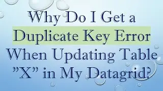 Why Do I Get a Duplicate Key Error When Updating Table 