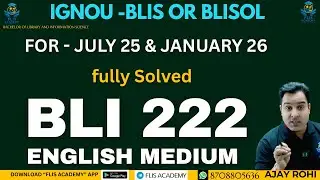 BLI 222#assignmentsolutions #blis #blisol #ignou for July 2025 & Jan 2026