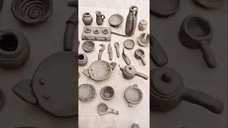 Amezing technique make handmade kitchen set with clay,polymer clay kitchen set, miniature clay pots