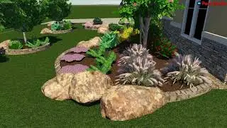 3D Natural Front Landscape Design - Teed Residence - Archer Services