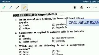 RRB JE CIVIL ENGINEERING PREVIOUS YEAR 2015 SOLVED QUESTION PART 3