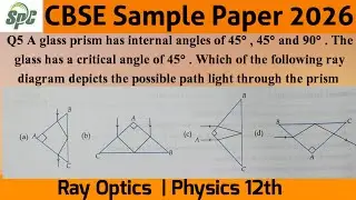 Q5 A glass prism has internal angles of 45&deg; , 45&deg; and 90&deg; . The glass has a critical angle of 45&deg; . 