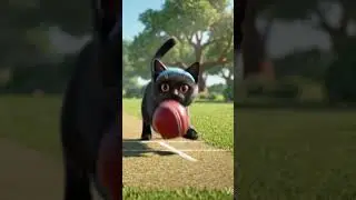 cat playing Cricket 🏏