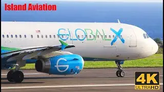 (4K) Global X A320 / A321 Taxi and Departures from St. Kitts / Eastern Caribbean