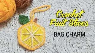 Crochet Fruit Pouch Tutorial 🍋|Crochet Fruit Slices Bag Charm | Free Pattern for Beginners⬆👛