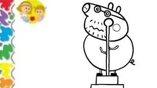 Draw dad peppa pig 🐖🌈❤️| step-by-step dady pig Drawing | colorful dady pig