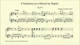 Mozart, 9 Variations on a Minuet by Duport, K 573, Thema