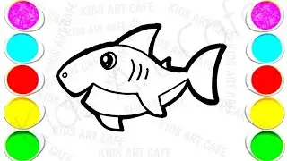 Shark  Drawing and Coloring. How to draw cute shark drawing for kids
