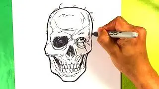 EASY How to Draw a ZOMBIE HEAD