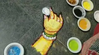 Krishna holding butter rangoli by smt.mangalam srinivasan