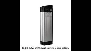 36V 13ah 468 Wh Silver Fish Ebike Battery Top Discharge RCA Charging Port