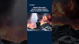 Massive fire broke out at a rubber factory depot in Karachi, Pakistan