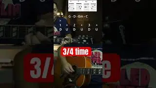 Guitar strumming basics 3/4 time signature #guitarlesson #guitar #music101