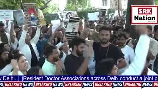 Resident Doctor Associations across Delhi conduct a joint protest march at Nirman Bhavan, New Delhi.