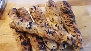 Grilled Chebe Focaccia Breadsticks with Kalamatas