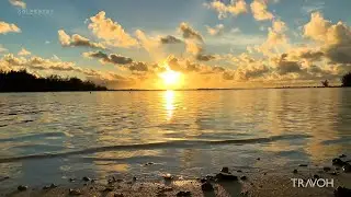 Tropical Island Sunset | Ocean Sea Sounds | Motu Tane | Bora Bora, French Polynesia 🇵🇫 | 4K Travel