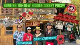Hunting the New 2024 Hidden Disney Pins at Disneyland | Pin Trading on Adventureland Day | Collab