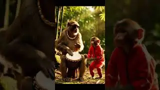 Hilarious Monkey Band Playing Drums