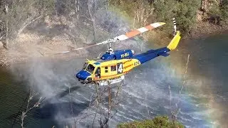 Spectacular! Helitacks Refilling at Helena Dam, Boya WA Bushfire, 1 Jan '09