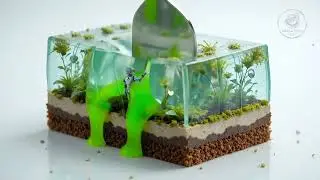 Robot Garden Jelly Cake 🌿🤖 | Futuristic Mini World Dessert #JellyCake #FoodArt #MiniatureWorld