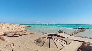 Beautiful Giftun Island near Hurghada, Egypt  Panoramic view of sandy beach and Red Sea