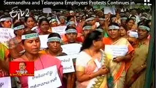 Seemandhra and Telangana Employees Protests Continues in  Secretariat   ETV2