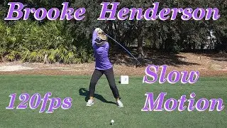 BROOKE HENDERSON 120fps SLOW MOTION FACE ON DRIVER GOLF SWING 1080 HD