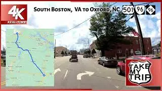 Scenic backroads drive in 4K: Virginia to North Carolina US 501 & Route 96 - South Boston to Oxford