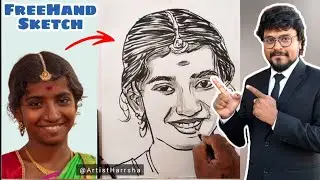 Simple Portrait Method | Freehand Drawing Tutorial | How to Draw Faces Easily | Artist Harrsha