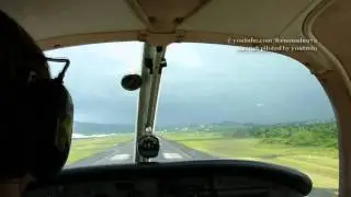 COCKPIT VIEW - Piper Cherokee PA28 Landing in Martinique