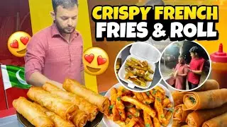 Hard working man selling rolls and French Fries🍟  | Street Food Pakistan | Crispy Chips 🍟