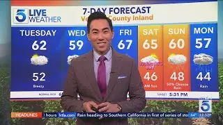 Rain heads to Southern California
