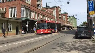Gröndal station med tvärbana a32 och a35 och bussar Volvo och Scania omnilink