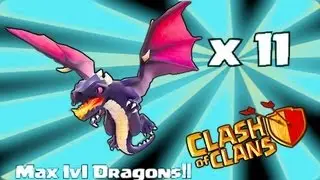 Clash of clans - 11 level 4 Dragon raid GAMEPLAY